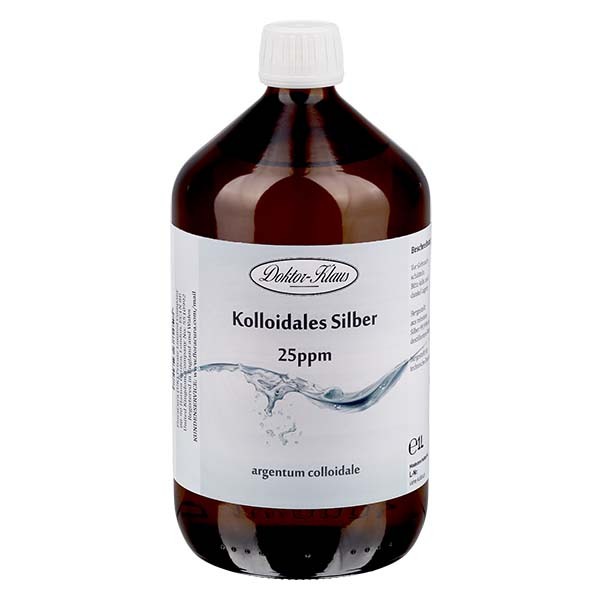 1000 ml di argento colloidale Doktor-Klaus, 25ppm, per la ricarica, in bottiglia PET marrone