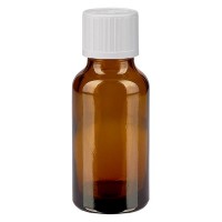 Flacone da farmacia 20 ml colore marrone con tappo contagocce standard colore bianco, dispositivo di blocco per i bambini Flacone da farmacia 20 ml colore marrone con tappo contagocce standard colore bianco, dispositivo di blocco per i bambini