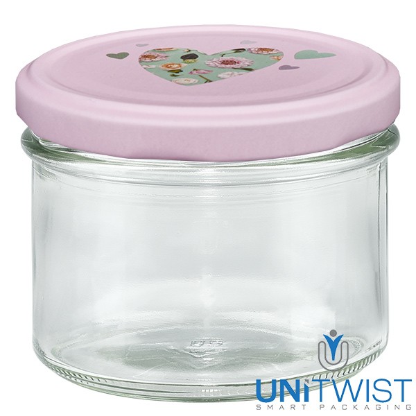 Barattolo da 225 ml + coperchio BasicSeal a forma di cuore rosa UNiTWIST®