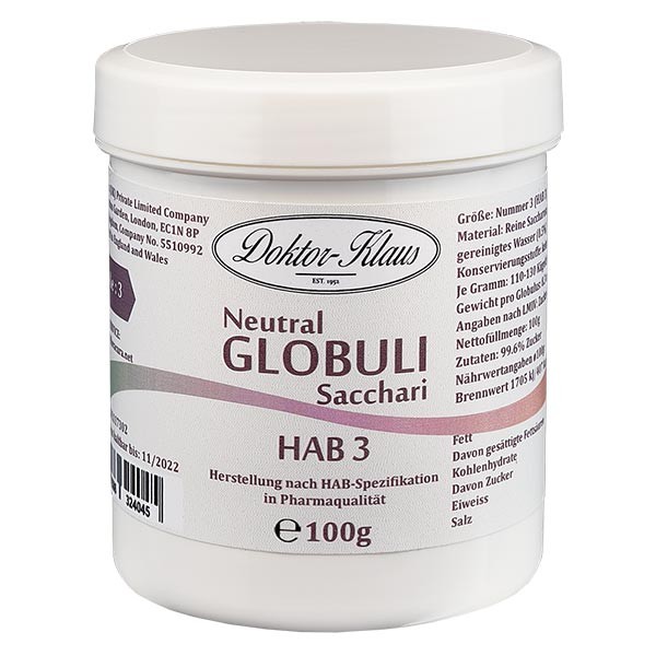 100g globules neutres HAB3, 100 % pure saccharose