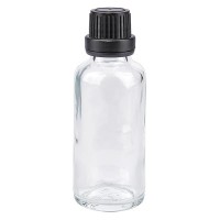 Flacone da farmacia 30 ml trasparente con tappo contagocce premium 2 mm antimanomissione colore nero Flacone da farmacia 30 ml trasparente con tappo contagocce premium 2 mm antimanomissione colore nero