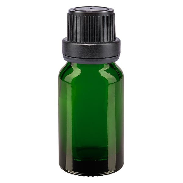 Flacone da farmacia 10 ml colore verde con tappo a vite ermetico antimanomissione colore nero