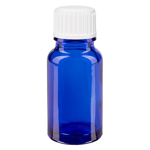 Flacone da farmacia 10 ml colore blu con tappo a vite standard per granuli colore bianco