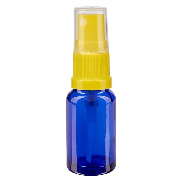 Flacone in vetro blu 10 ml con nebulizzatore a pompa colore giallo