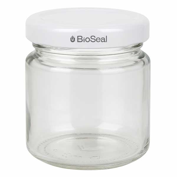 Barattolo rotondo da 53 ml con coperchio BioSeal bianco UNiTWIST