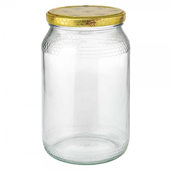 Vasetto per miele da 1260 g con capsula a favo BasicSeal UNiTWIST