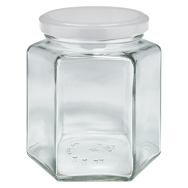 390 ml Hexaglass con coperchio BasicSeal bianco UNiTWIST