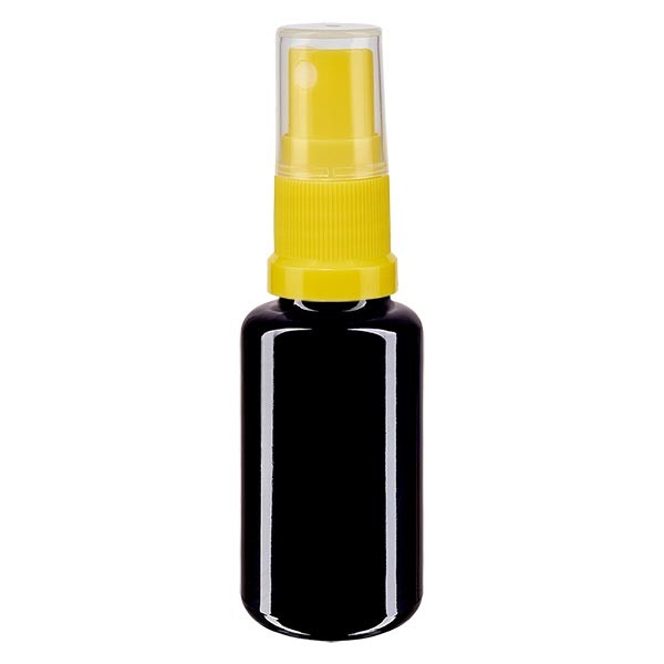 Flacone in vetro viola 20 ml con nebulizzatore a pompa colore giallo