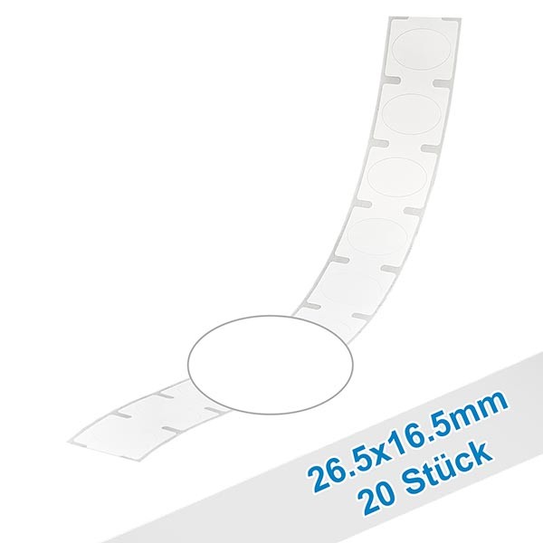 Etichette da scrivere 26,5 x 16,5 mm in confezione da 20, forma ovale