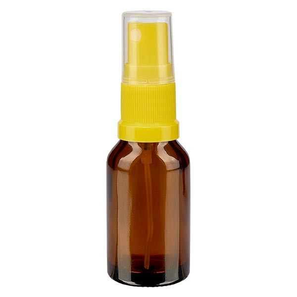 Flacone in vetro marrone 30 ml con nebulizzatore a pompa colore giallo