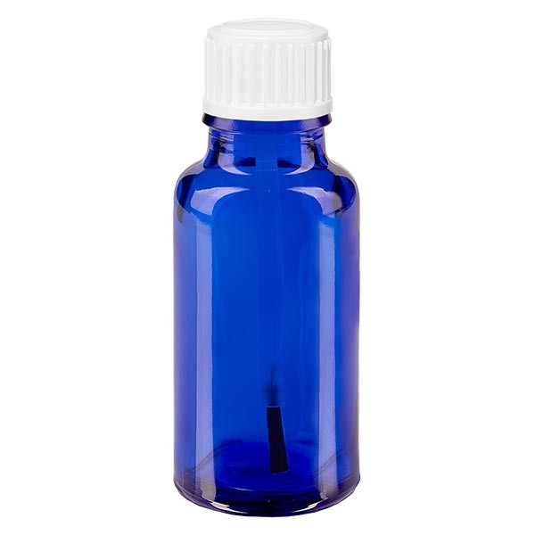 Flacone da farmacia 20 ml colore blu con tappo a vite pennello antimanomissione colore bianco