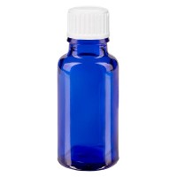 Flacone da farmacia 20 ml colore blu con tappo contagocce standard 0,8 mm colore bianco Flacone da farmacia 20 ml colore blu con tappo contagocce standard 0,8 mm colore bianco