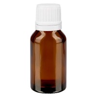 Flacone da farmacia 15 ml colore marrone con tappo contagocce 1,2 mm antimanomissione colore bianco Flacone da farmacia 15 ml colore marrone con tappo contagocce 1,2 mm antimanomissione colore bianco