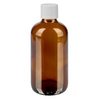 Flacone da farmacia 100 ml colore marrone con tappo contagocce standard colore bianco, dispositivo di blocco per i bambini Flacone da farmacia 100 ml colore marrone con tappo contagocce standard colore bianco, dispositivo di blocco per i bambini