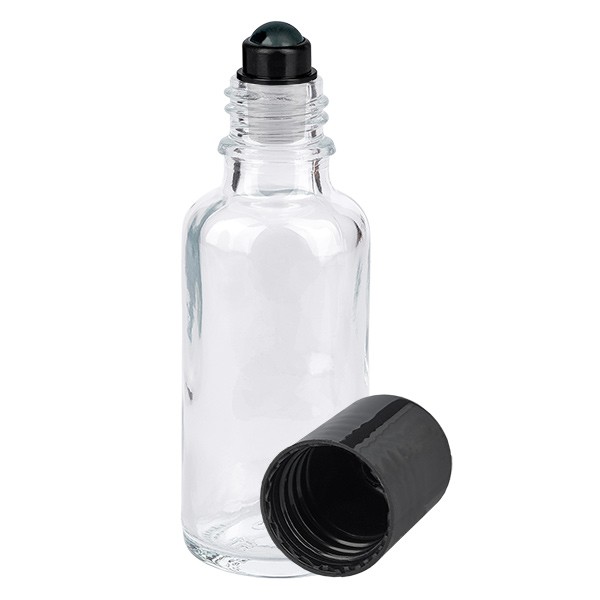 Flacone per deodorante stick in vetro trasparente 30 ml, roll-on vuoto
