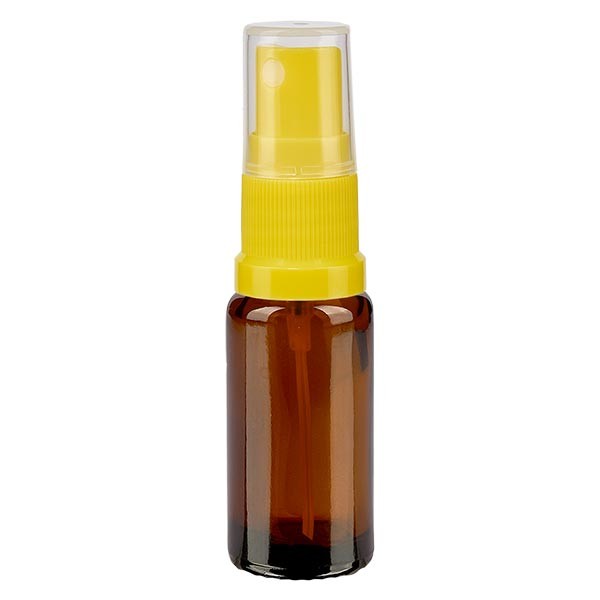 Flacone in vetro marrone 10 ml con nebulizzatore a pompa colore giallo