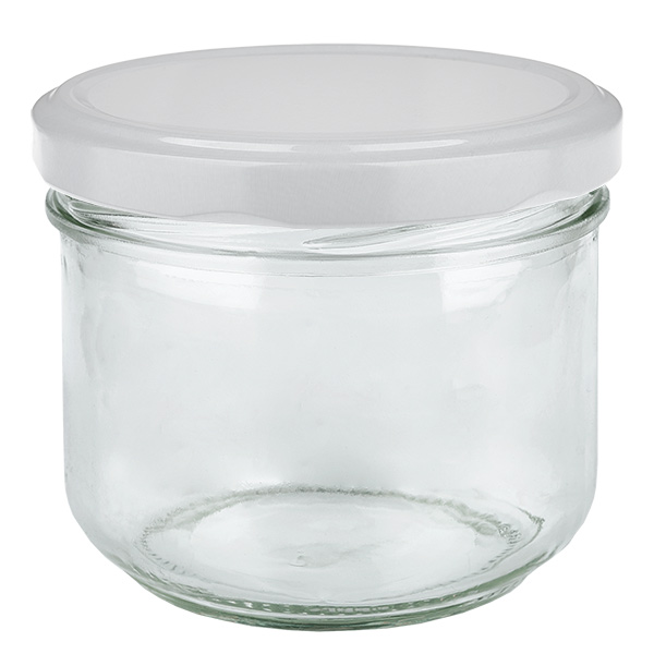 12 Barattoli In Vetro Da 350 Ml Con Coperchio Argentato - Per Conserve, Miele, Marmellate, Feste E Bomboniere, Con Pennarello Ed Etichette