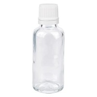 Flacone da farmacia 30 ml trasparente con tappo a vite antimanomissione colore bianco Flacone da farmacia 30 ml trasparente con tappo a vite antimanomissione colore bianco