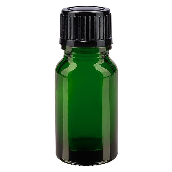 Flacone da farmacia 10 ml colore verde con tappo contagocce standard 1 mm colore nero