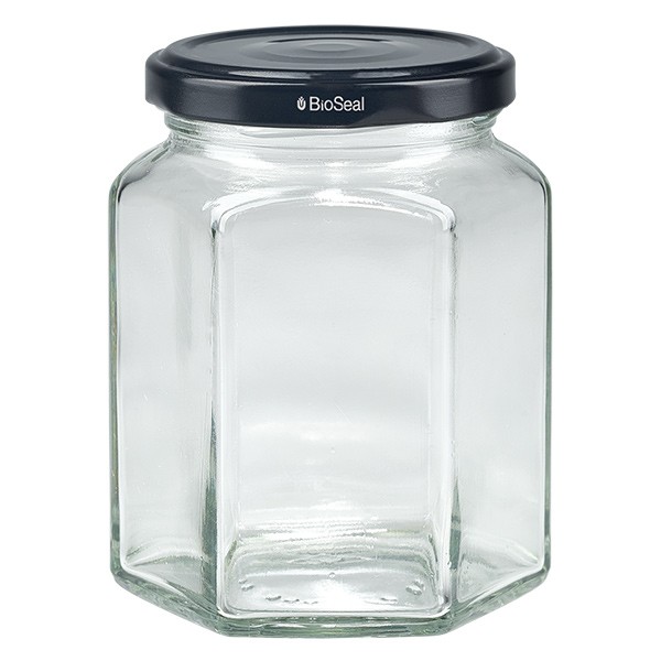 288 ml Hexaglass con coperchio BioSeal nero UNiTWIST