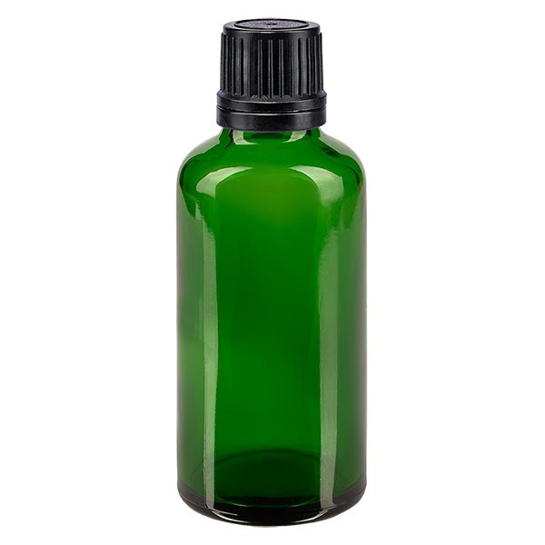 Flacone da farmacia 50 ml colore verde con tappo contagocce premium 1 mm antimanomissione colore nero