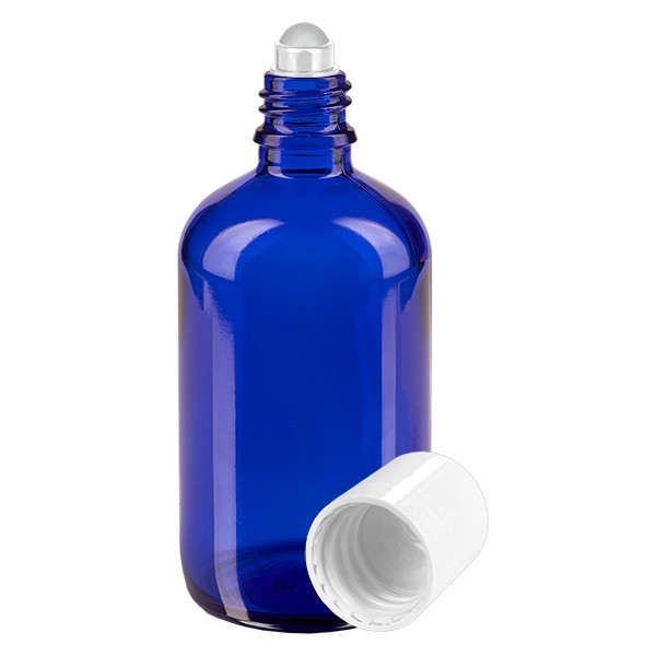Flacone per deodorante stick in vetro blu 100 ml, roll-on vuoto