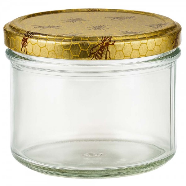 Vasetto per miele da 300 g con capsula con motivo a favo BasicSeal UNiTWIST