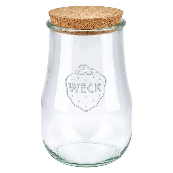 Vaso a tulipano da 1750 ml WECK RR100 con tappo in sughero naturale