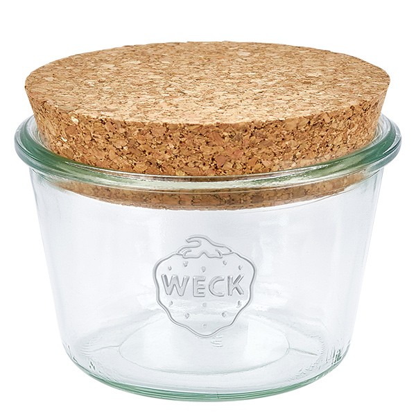 Bicchieri da 370 ml WECK RR100 con tappo in sughero naturale