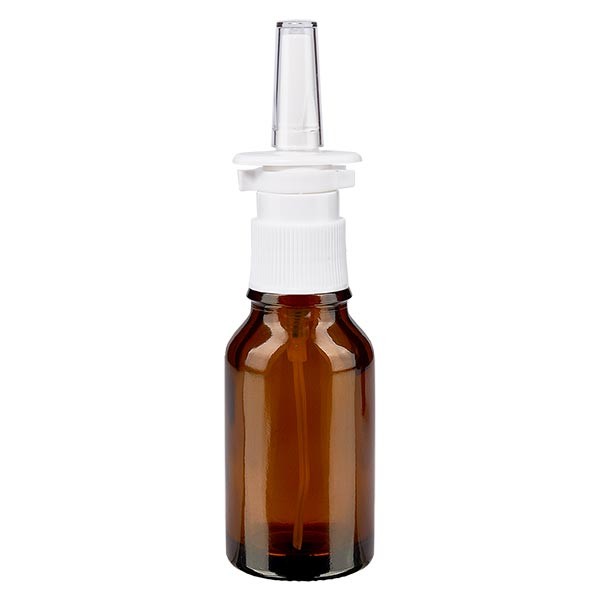 Flacone in vetro marrone 30 ml con spray nasale colore bianco