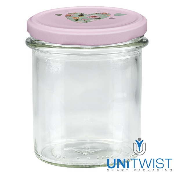 Barattolo da 350 ml + coperchio BasicSeal cuore rosa UNiTWIST®