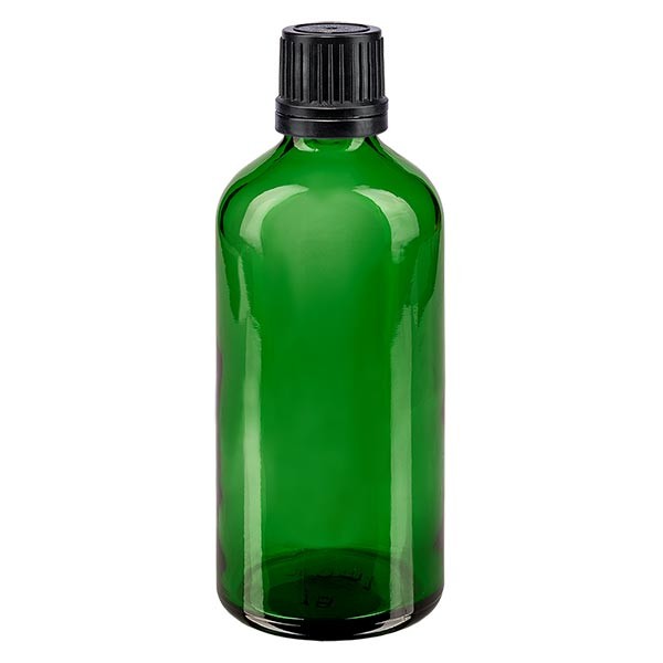 Flacone da farmacia 100 ml colore verde con tappo contagocce premium 1 mm antimanomissione colore nero
