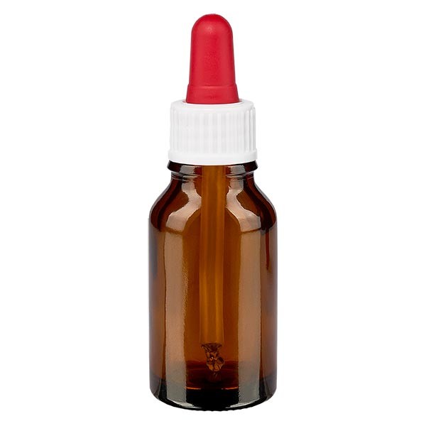 Flacone con pipetta colore marrone 30 ml, pipetta colore bianco/rosso standard