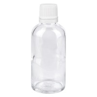 Flacone da farmacia 50 ml trasparente con tappo a vite antimanomissione colore bianco Flacone da farmacia 50 ml trasparente con tappo a vite antimanomissione colore bianco