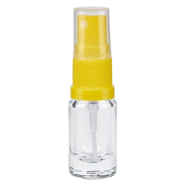 Flacone da farmacia 5 ml trasparente con inserto spray standard colore giallo