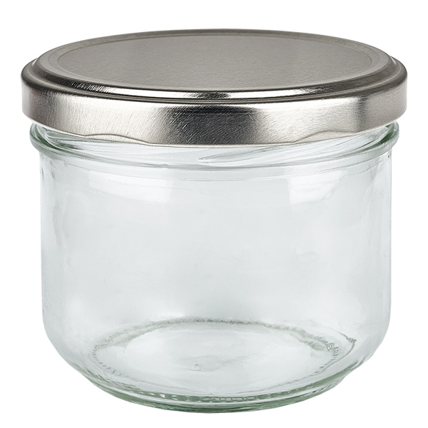 12 Barattoli In Vetro Da 350 Ml Con Coperchio Argentato - Per Conserve, Miele, Marmellate, Feste E Bomboniere, Con Pennarello Ed Etichette
