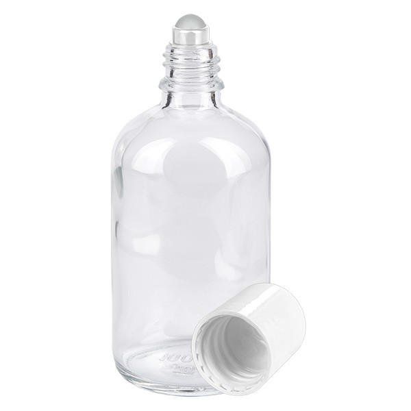 Flacone per deodorante stick in vetro trasparente 100 ml, roll-on vuoto