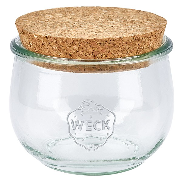 Vaso a tulipano da 580 ml WECK RR100 con tappo in sughero naturale