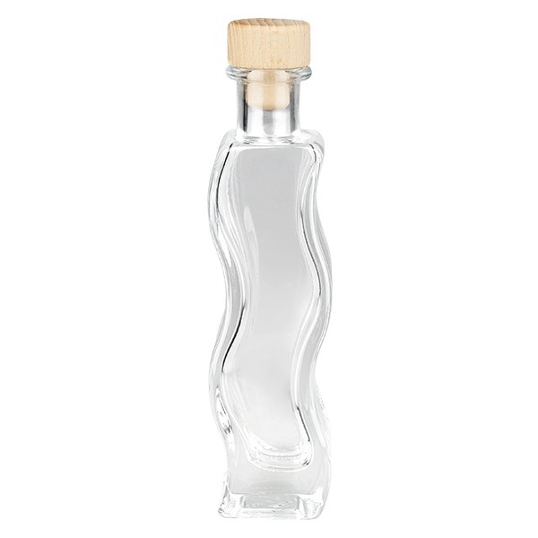 Bottiglia in vetro da 100 ml “Fila” con tappo in legno UNiTWIST®