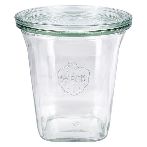 Bicchiere Quadro da 545 ml con coperchio in vetro WECK RR100