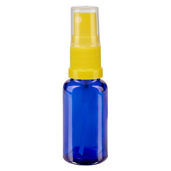Flacone in vetro blu 20 ml con nebulizzatore a pompa colore giallo