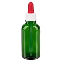 Flacone con pipetta colore verde 30 ml, pipetta colore bianco/rosso standard Flacone con pipetta colore verde 30 ml, pipetta colore bianco/rosso standard