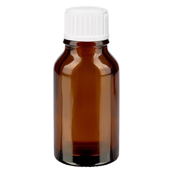Flacone da farmacia 30 ml colore marrone con tappo contagocce standard 0,8 mm colore bianco