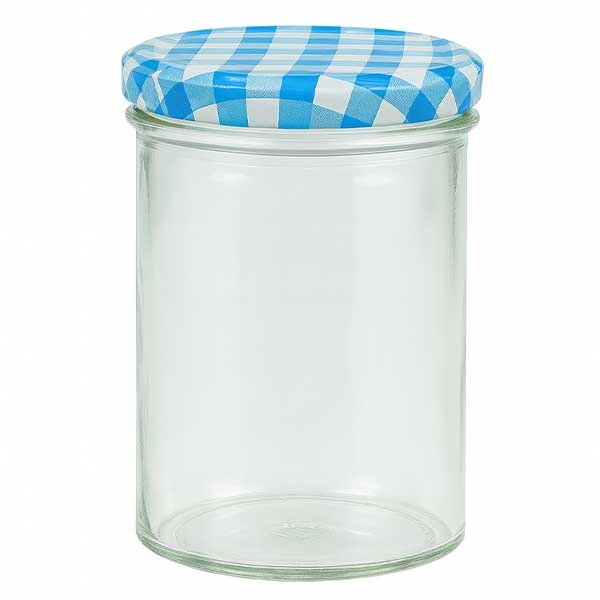 Bicchiere da 435 ml + coperchio BasicSeal blu/bianco UNiTWIST