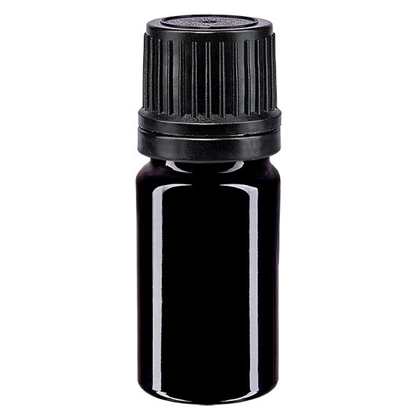 Flacone da farmacia 5 ml colore viola con tappo a vite salvagoccia antimanomissione colore nero
