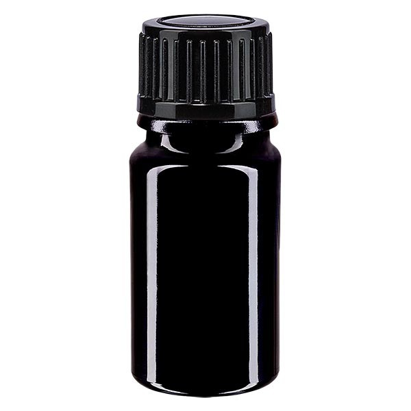 Flacone da farmacia 5 ml colore viola con tappo contagocce standard 1 mm colore nero