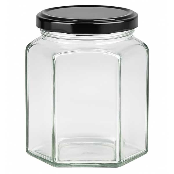 288 ml Hexaglass con coperchio BasicSeal nero UNiTWiST