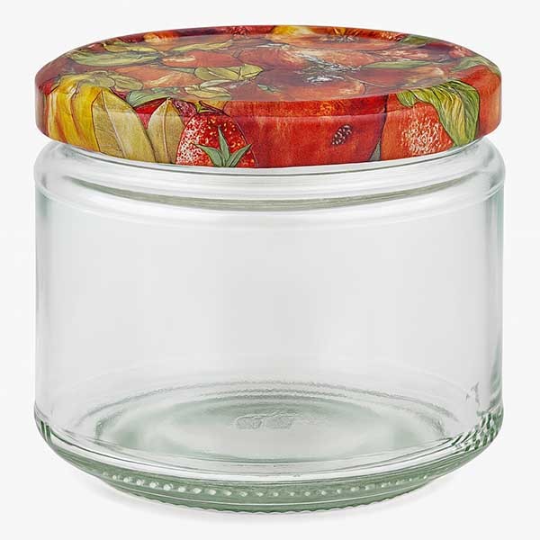 Bicchiere rotondo da 330 ml + coperchio BasicSeal decorazione frutta UNiTWiST