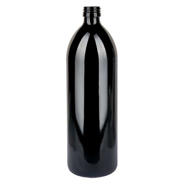 Bottiglia per acqua vetro viola 1000 ml forma rotonda, DIN PP28STD