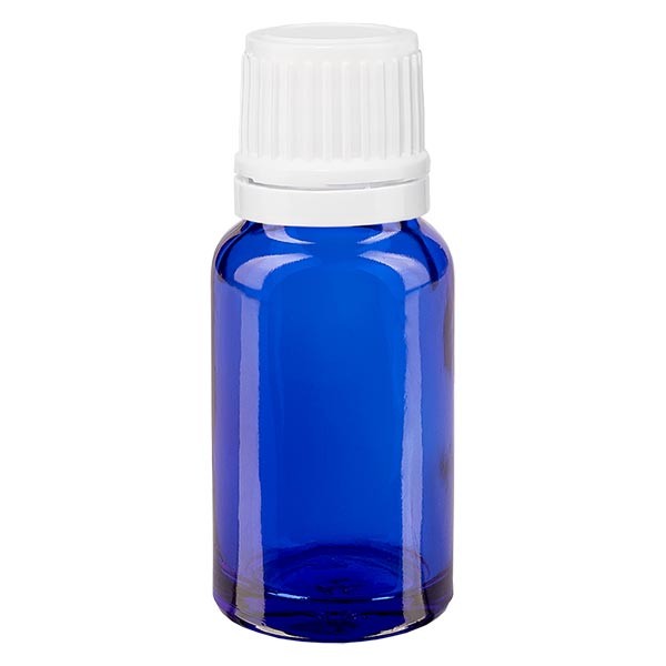 Flacone da farmacia 10 ml colore blu con tappo a vite antimanomissione colore bianco